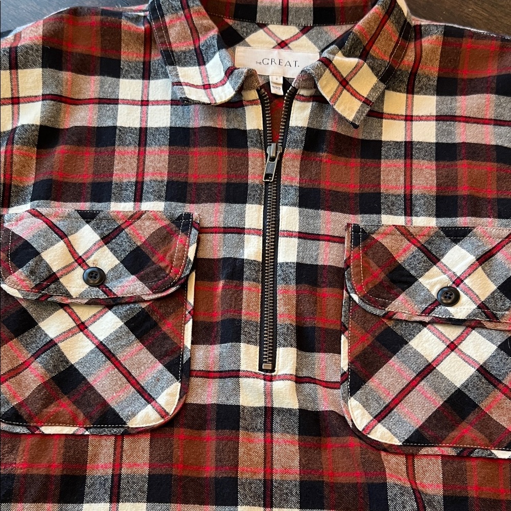 The GREAT Plaid half zip high low top Shirt - Picture 7 of 9